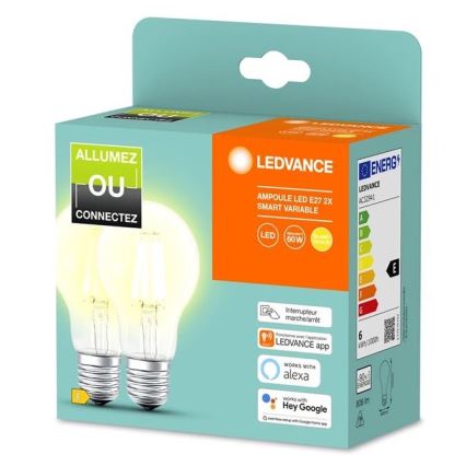 2x LED-pære dæmpbar SMART+ A60 E27/6W/230V 2700K  - Ledvance