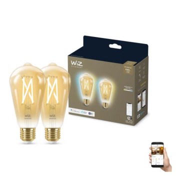 2x LED-pære dæmpbar VINTAGE FILAMENT ST64 E27/6,7W/230V 2000-5000K Wi-Fi - WiZ
