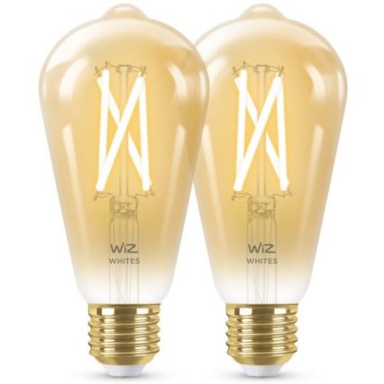 2x LED-pære dæmpbar VINTAGE FILAMENT ST64 E27/6,7W/230V 2000-5000K Wi-Fi - WiZ