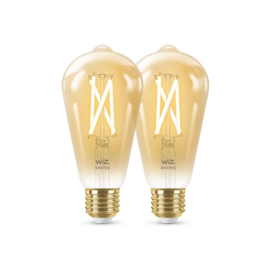 2x LED-pære dæmpbar VINTAGE FILAMENT ST64 E27/6,7W/230V 2000-5000K Wi-Fi - WiZ