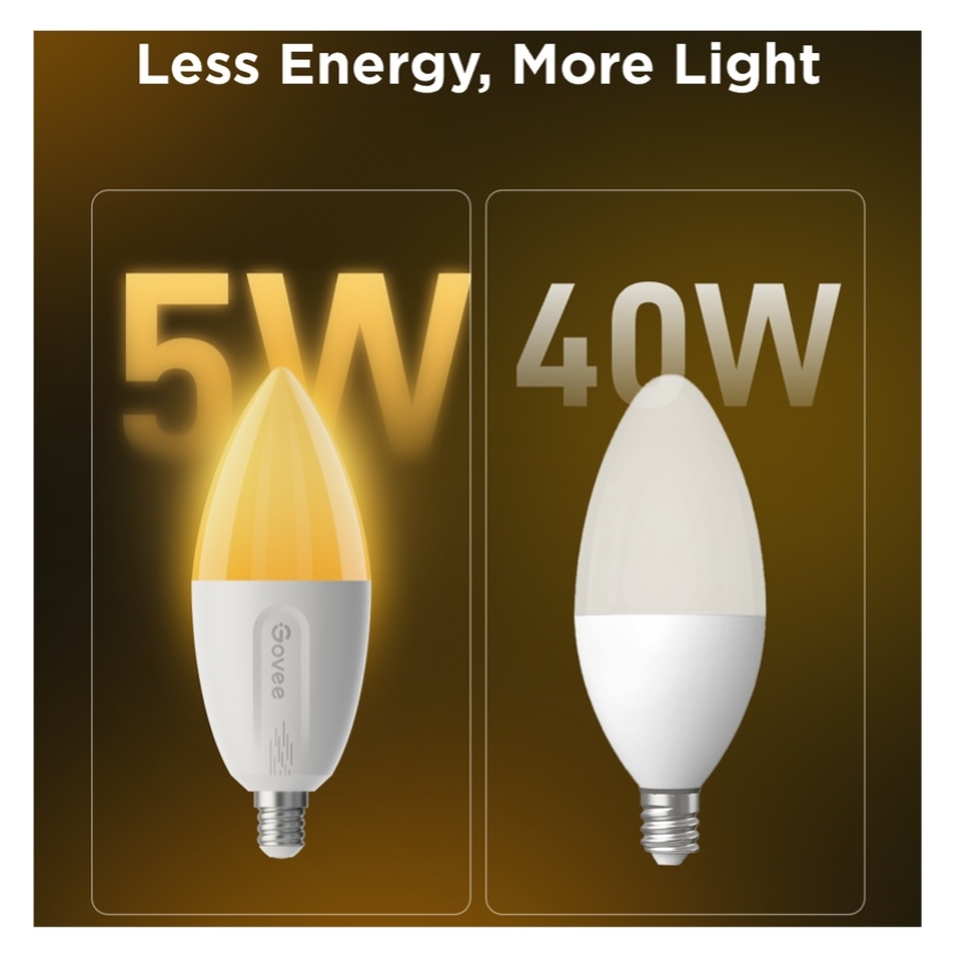 2x LED pære m. RGBWW-farver dæmpbar E14/5W/230V 2700-6500K Wi-Fi - Govee