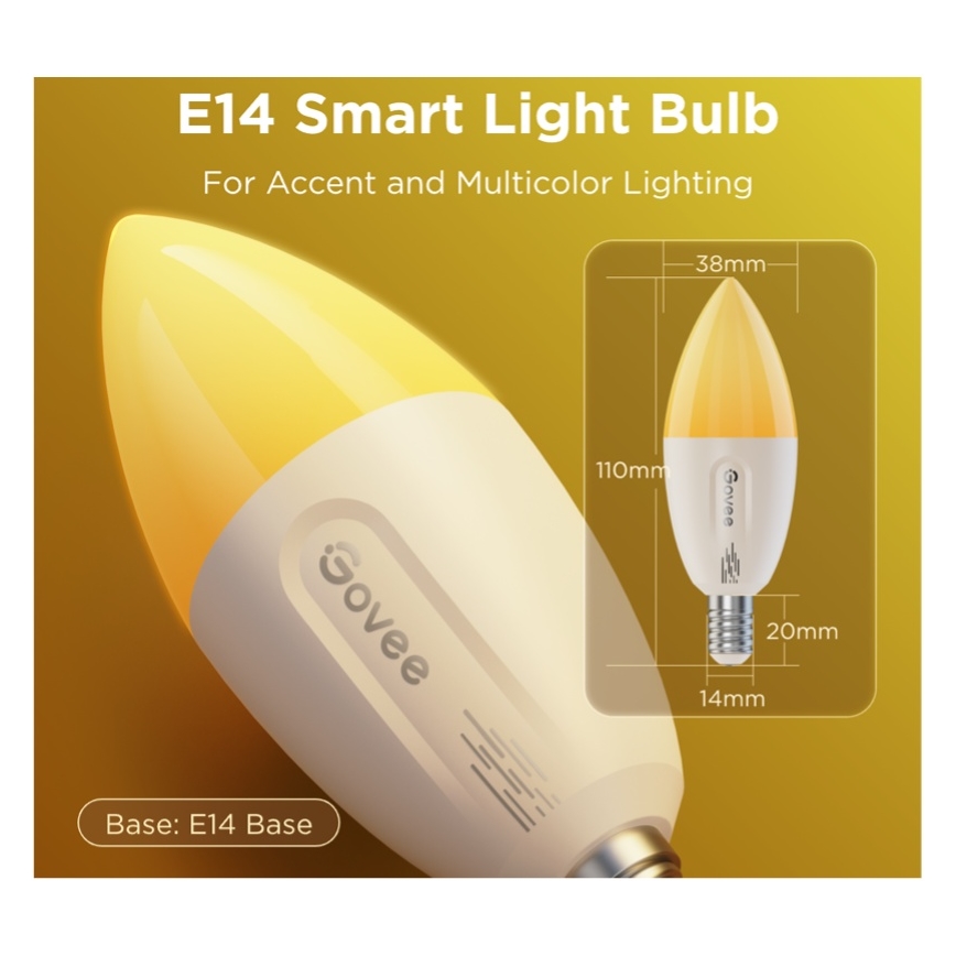 2x LED pære m. RGBWW-farver dæmpbar E14/5W/230V 2700-6500K Wi-Fi - Govee