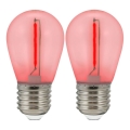 2x LED-pære PARTY E27/0,3W/36V rød