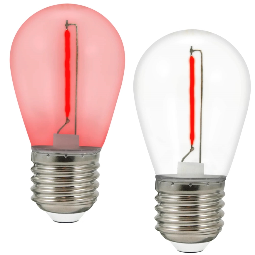 2x LED-pære PARTY E27/0,3W/36V rød