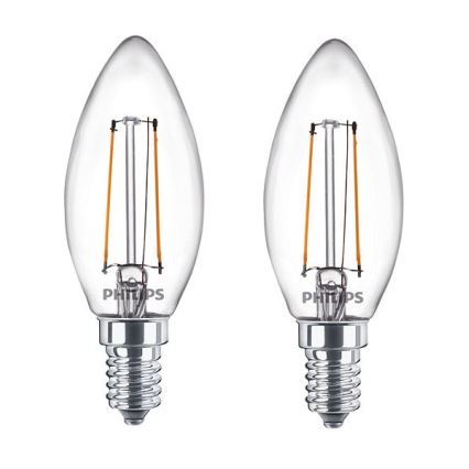 2x LED-pære Philips B35 E14/2W/230V 2700K