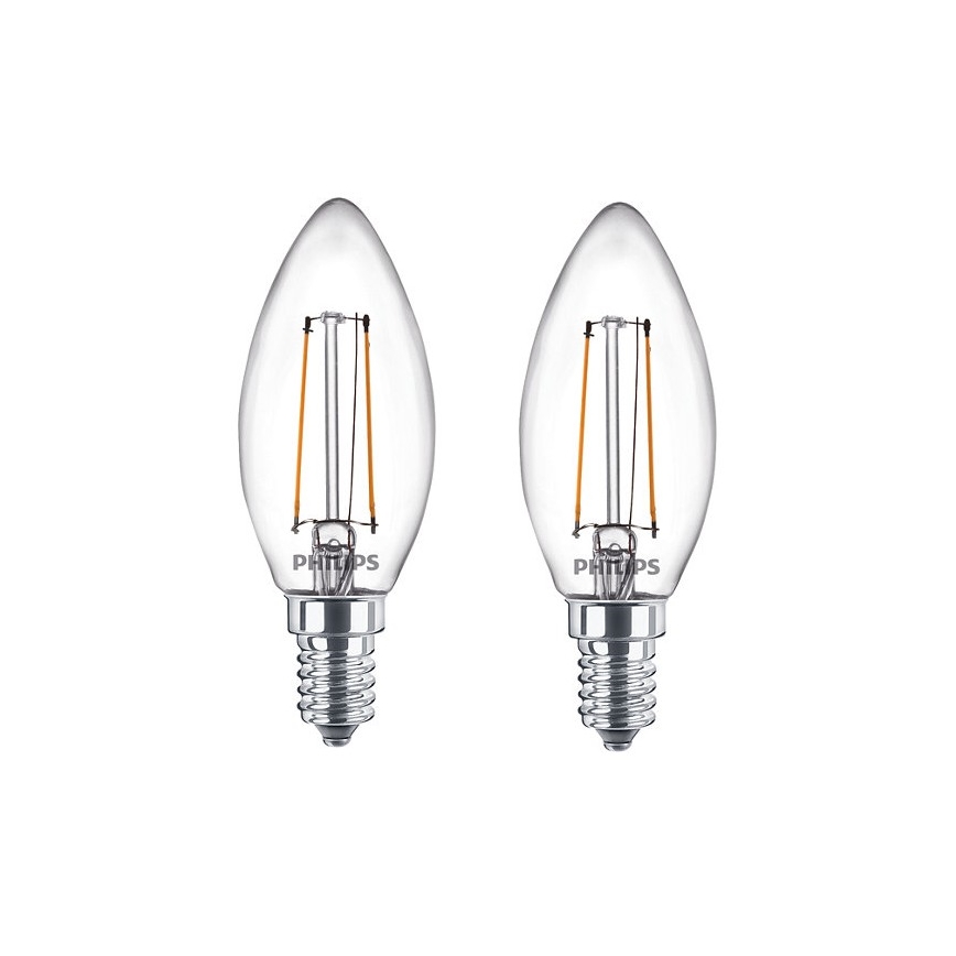 2x LED-pære Philips B35 E14/2W/230V 2700K