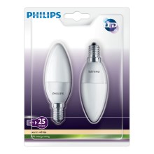 2x LED-pære Philips E14/4W/230V - CANDLE