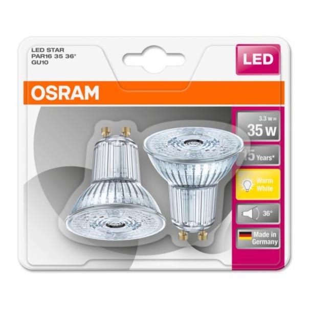 2x LED-pære STAR GU10/2,6W/230V 2700K - Osram