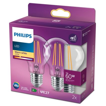 2x LED-pære VINTAGE Philips E27/7W/230V 2700K