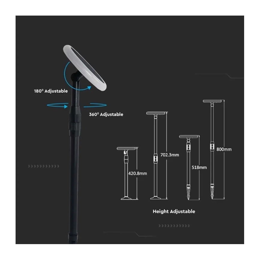 2x LED solcellelampe justerbar GARDEN LED/3W/5V 42-80 cm 3000K IP65 1000 mAh