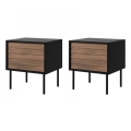2x Natbord CORTINA 51x45 cm sort/valnød warnia