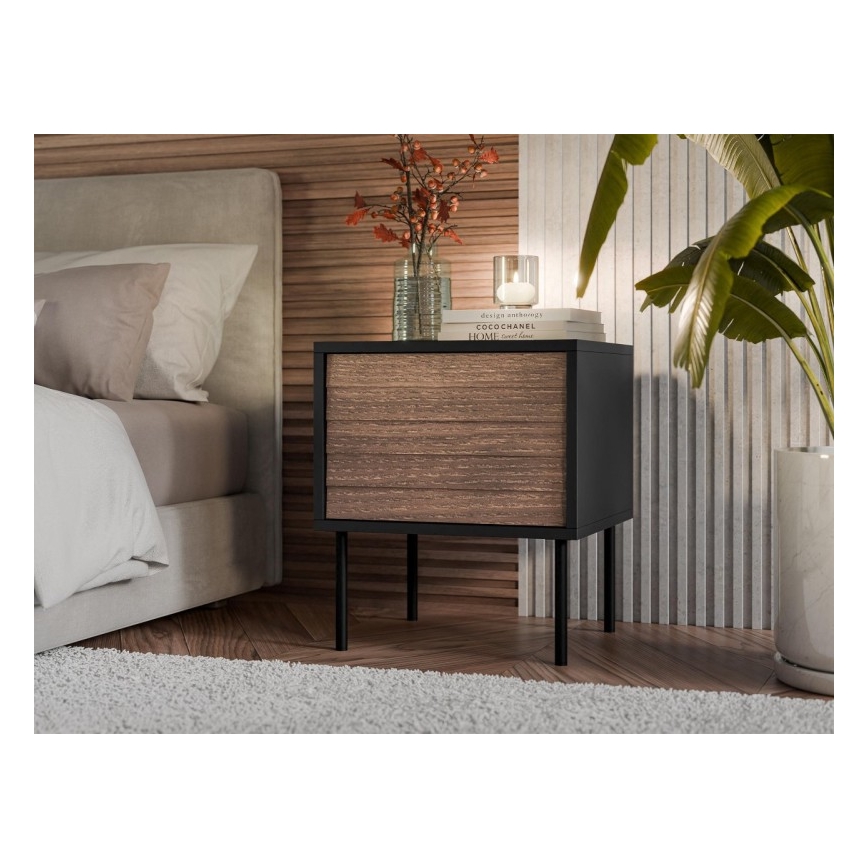 2x Natbord CORTINA 51x45 cm sort/valnød warnia