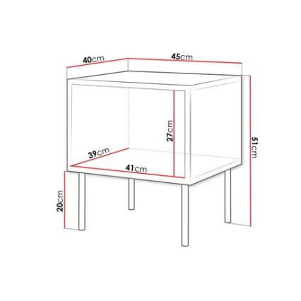 2x Natbord CORTINA 51x45 cm sort/valnød warnia