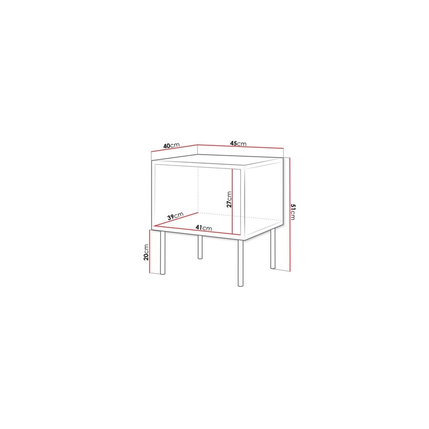 2x Natbord CORTINA 51x45 cm sort/valnød warnia