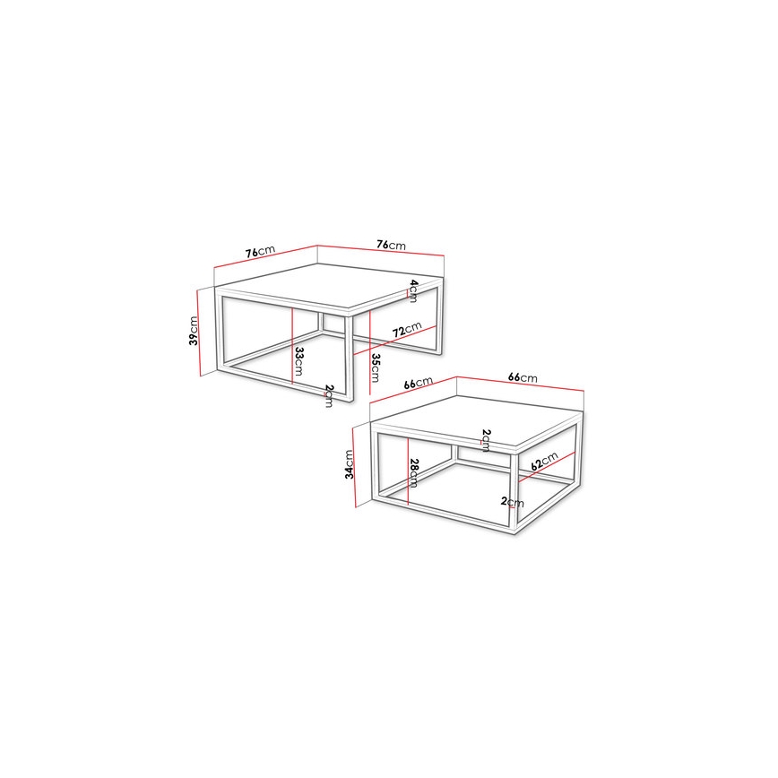 2x Sofabord DUAL hvid/sort