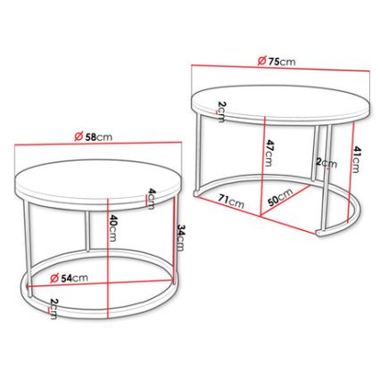2x Sofabord RABEN sort/gylden eg