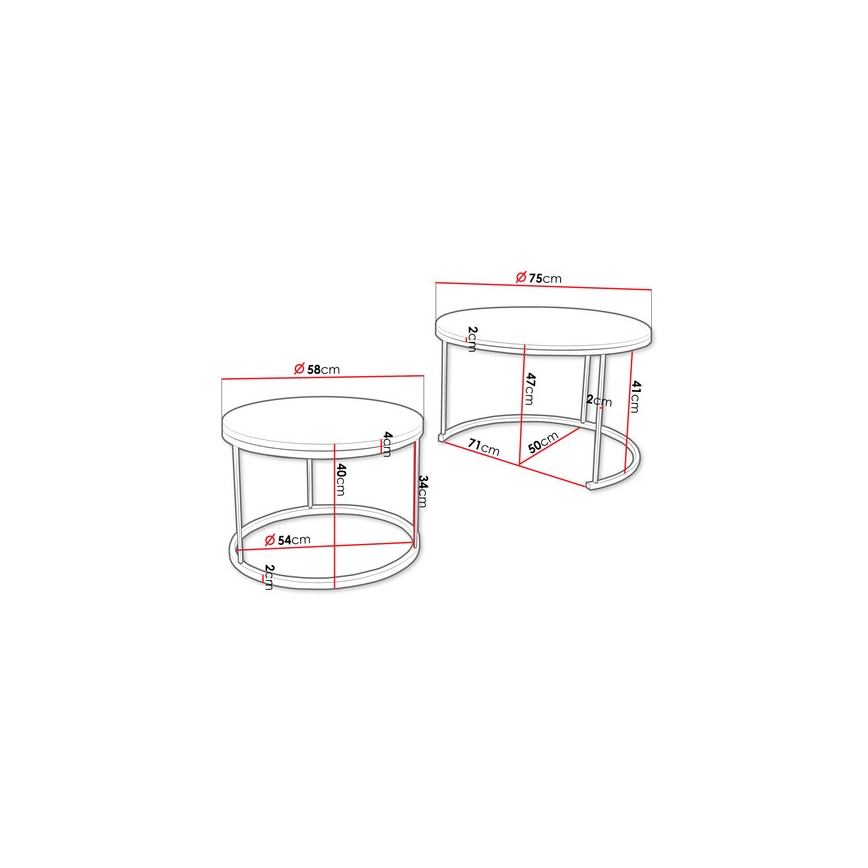 2x Sofabord RABEN sort/gylden eg