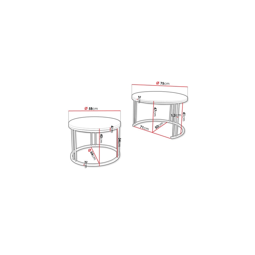 2x Sofabord RAGNAR sort/gylden eg