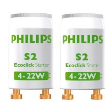 2x Starter til fluorescerende pærer Philips S2 4-22W