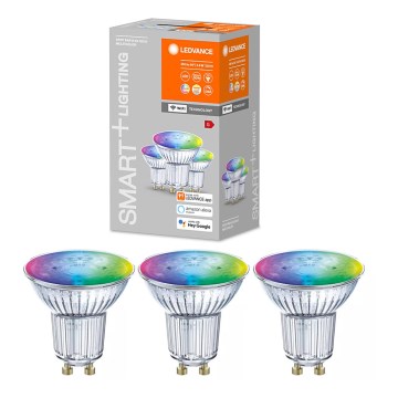 3 LED-pærer dæmpbar RGBW-farver SMART+ GU10/4,9W/230V 2700-6500K Wi-Fi – Ledvance