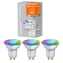 3 LED-pærer dæmpbar RGBW-farver SMART+ GU10/5W/230V 2700-⁠⁠6500K Wi-Fi –⁠ Ledvance