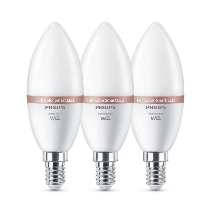 Sæt 3x RGB-dæmpbar LED-pære Philips SMART C37 E14/4,9W/230V 2200-6500K CRI 90