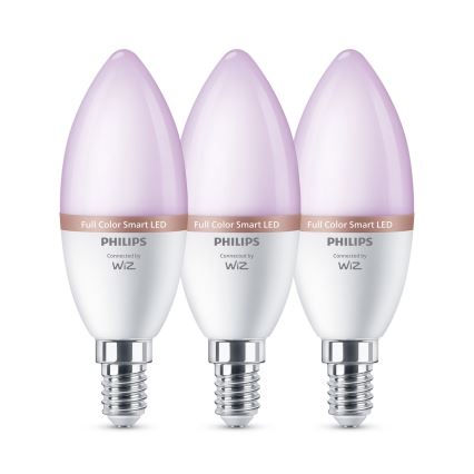 Sæt 3x RGB-dæmpbar LED-pære Philips SMART C37 E14/4,9W/230V 2200-6500K CRI 90
