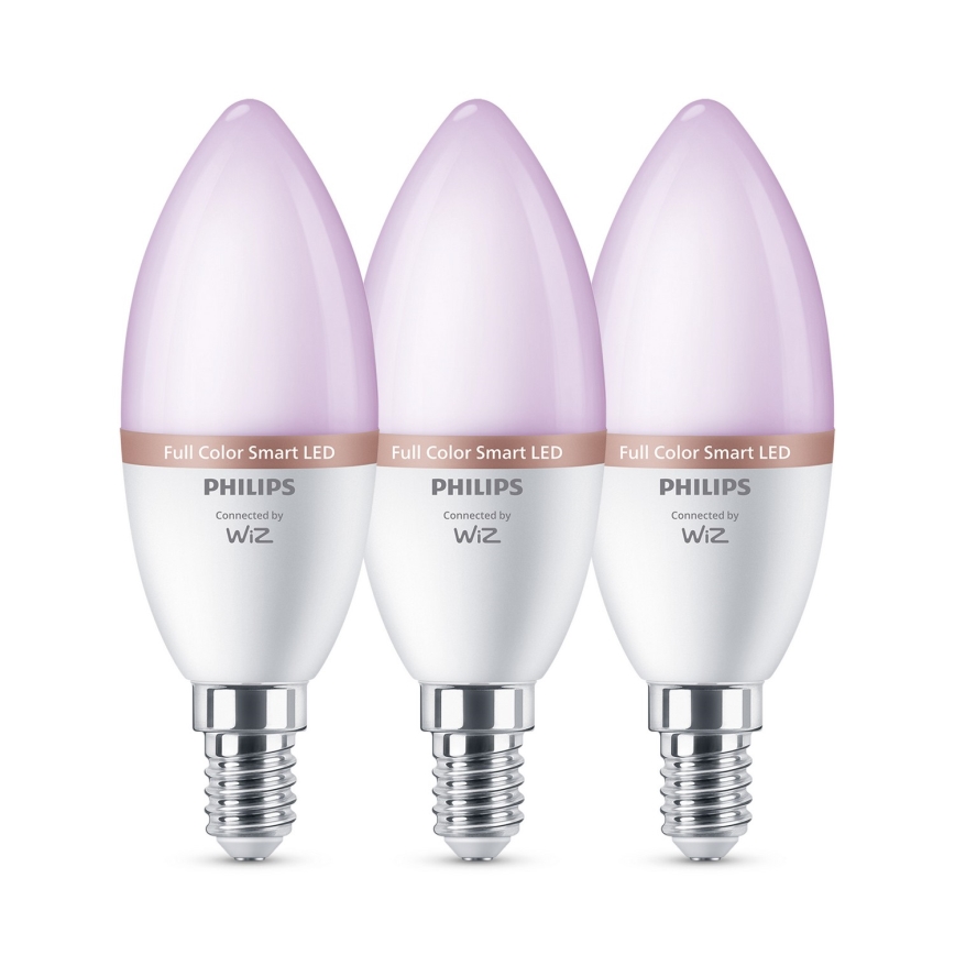 Sæt 3x RGB-dæmpbar LED-pære Philips SMART C37 E14/4,9W/230V 2200-6500K CRI 90