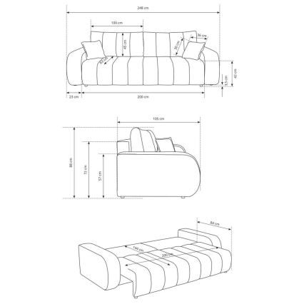 3-personers sofa foldbar DESIO beige