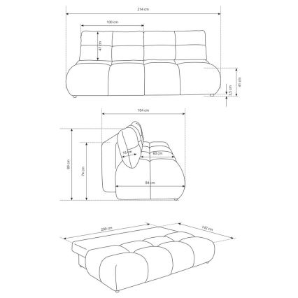 3-personers sofa foldbar med opbevaringsplads NUORO grøn