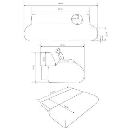 3-personers sofa foldbar med opbevaringsplads PRATO beige