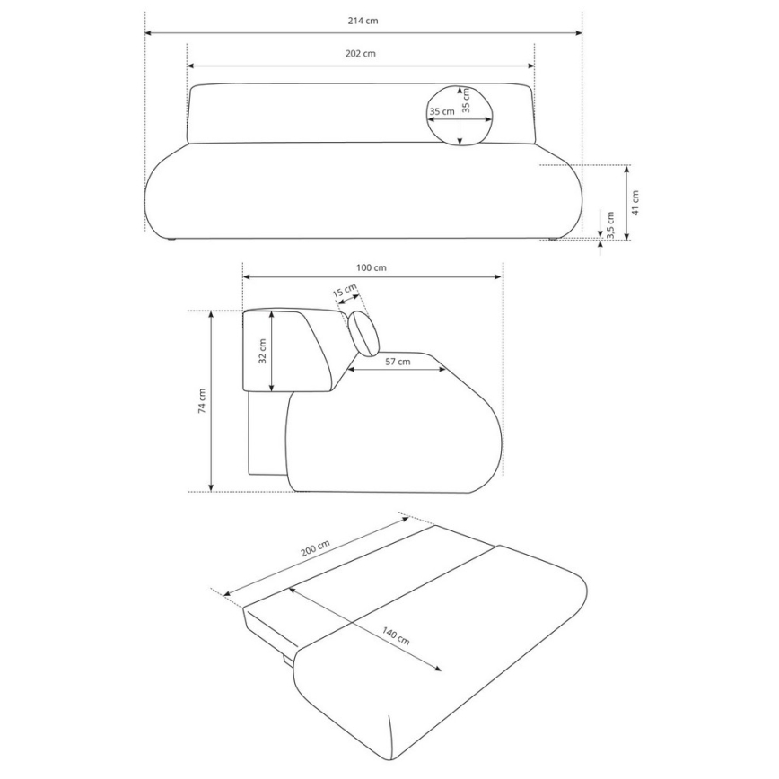 3-personers sofa foldbar med opbevaringsplads PRATO beige