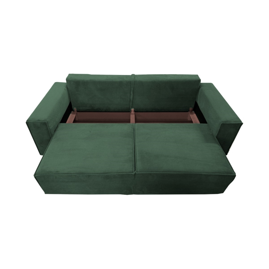 3-personers sofa foldbar med opbevaringsplads RONDA grøn