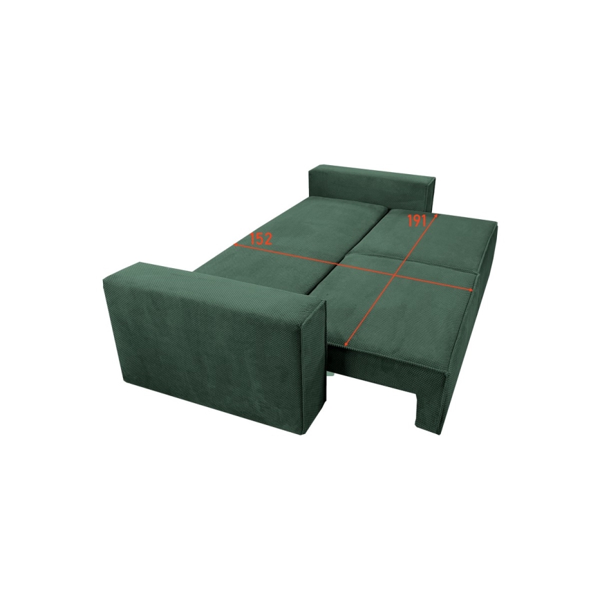 3-personers sofa foldbar med opbevaringsplads RONDA grøn