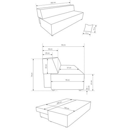 3-personers sofa foldbar med opbevaringsplads TERAMO beige