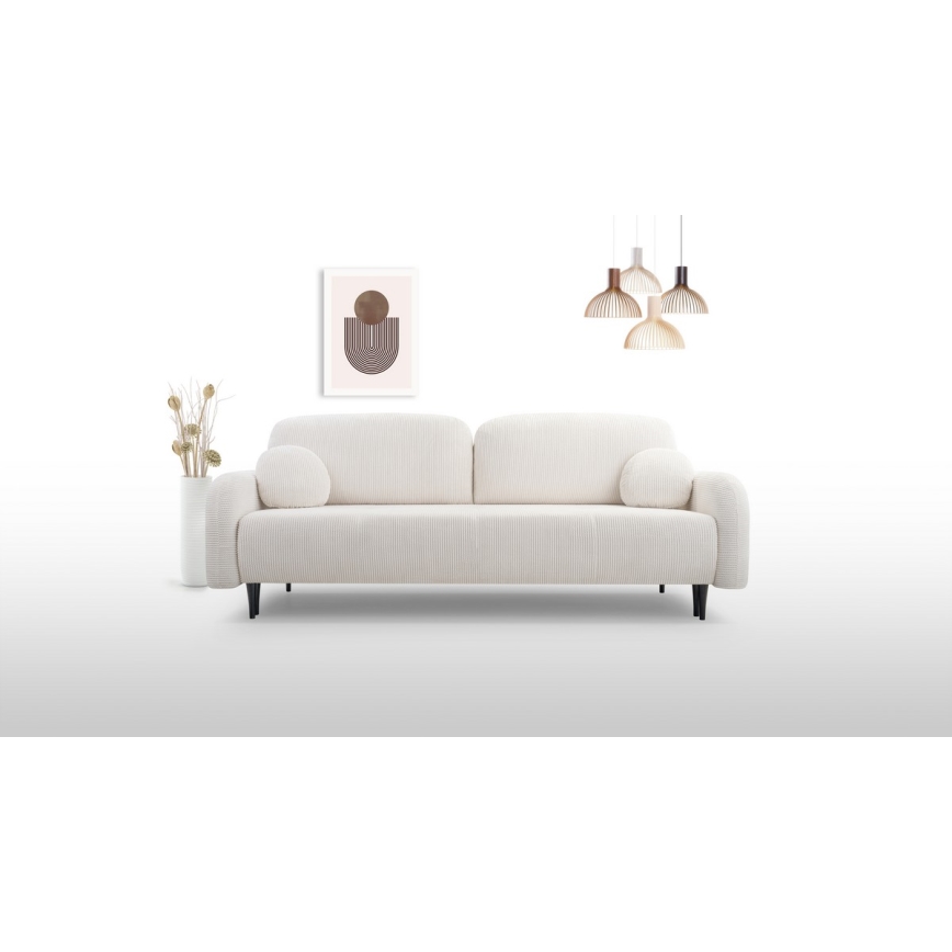 3-personers sofa foldbar og polstret CLOUDY cremefarvet