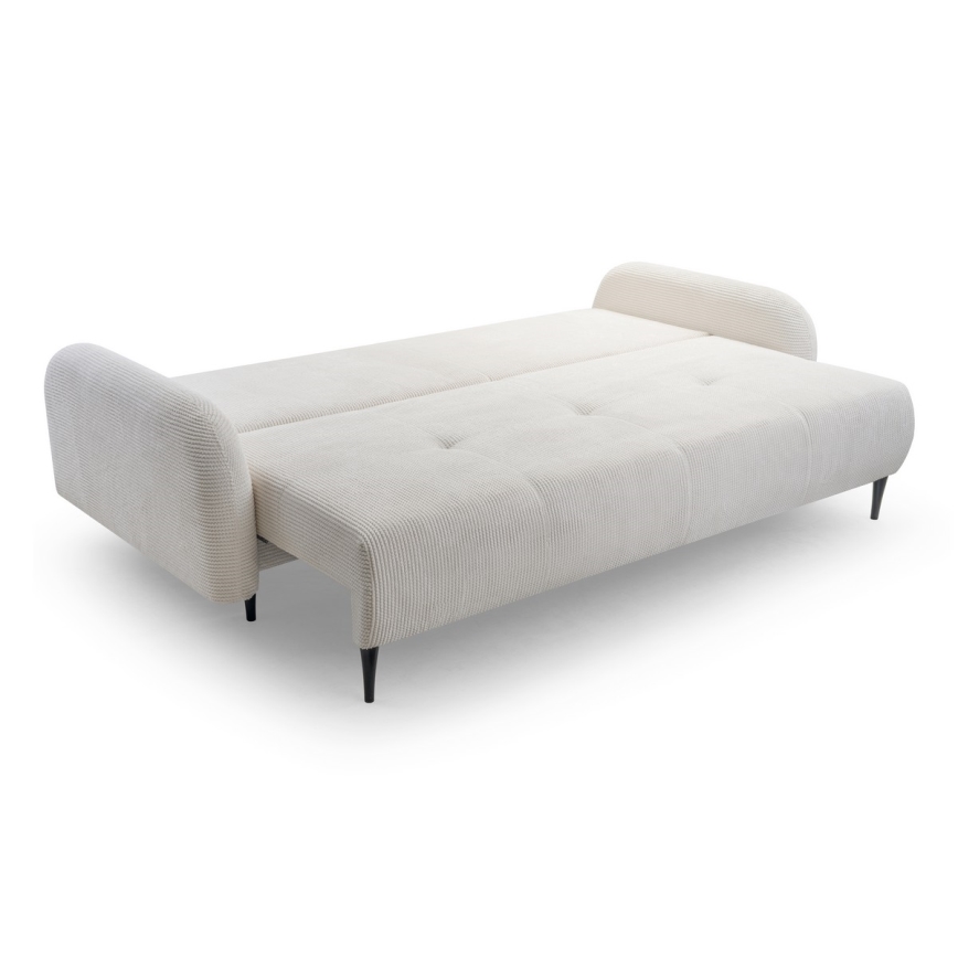 3-personers sofa foldbar og polstret CLOUDY cremefarvet