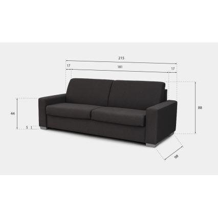 3-personers sovesofa til daglig brug LEKA, brun