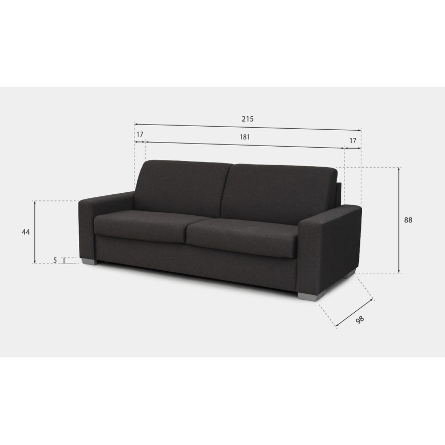 3-personers sovesofa til daglig brug LEKA, brun