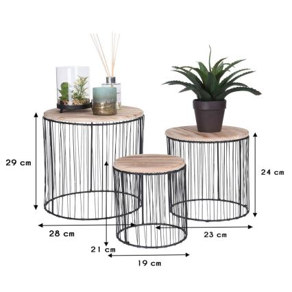 3x Blomsterkrukke diameter 19/23/28 cm sort/beige