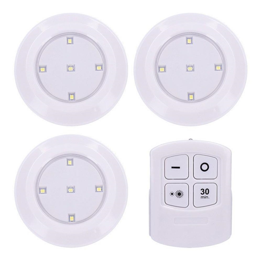 3x LED lampe m. fjernbetjening dæmpbar LED/3xAAA