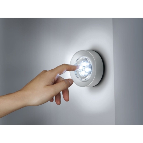 3x LED touch-funktion 1xLED/2W/4,5V sølvfarvet Lampemania