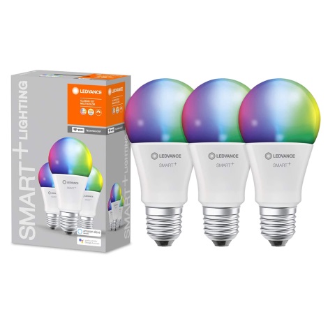 3x LED-pære dæmpbar RGBW-farver SMART+ E27/9W/230V 2700K-6500K Wi-Fi - Ledvance