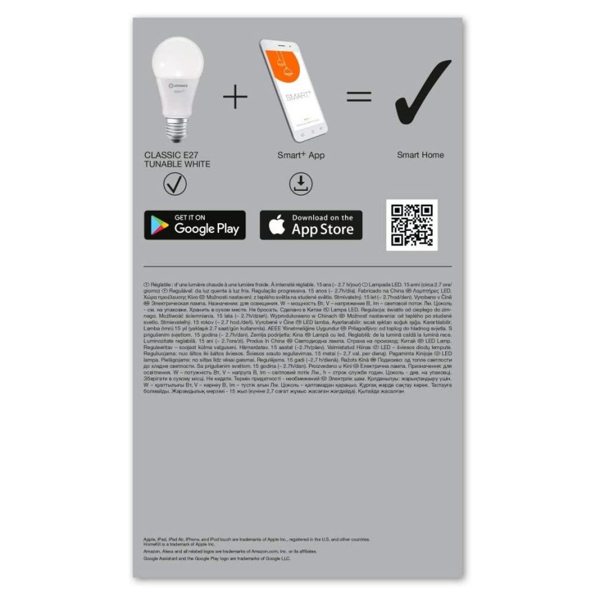 3x LED-pære dæmpbar SMART+ E27/14W/230V 2700K-6500K Wi-Fi - Ledvance
