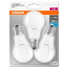 3x LED-pære E27/8,5W/230V 4000K - Osram