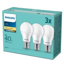 3x LED-pære Philips E27/6W/230V 2700K