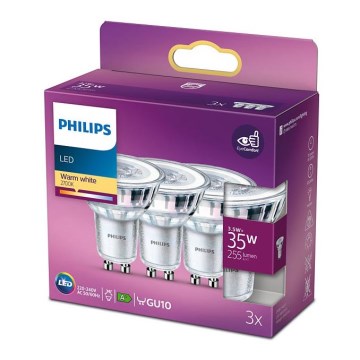 3x LED-pære Philips GU10/3,5W/230V 2700K