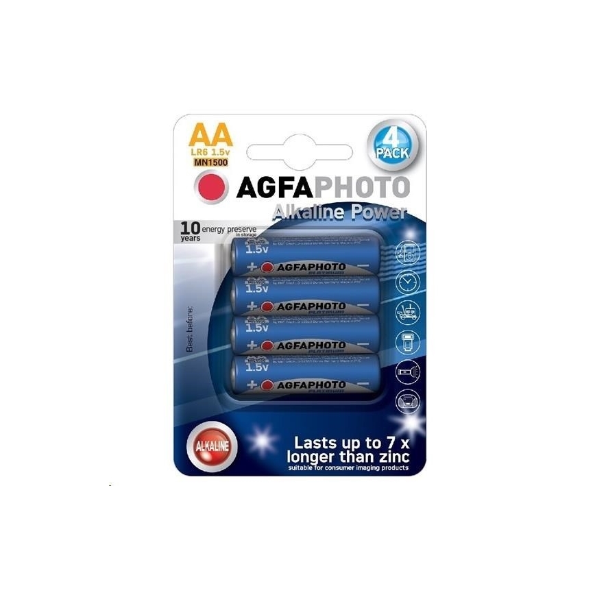 4 stk. Alkalisk batteri AA 1,5V
