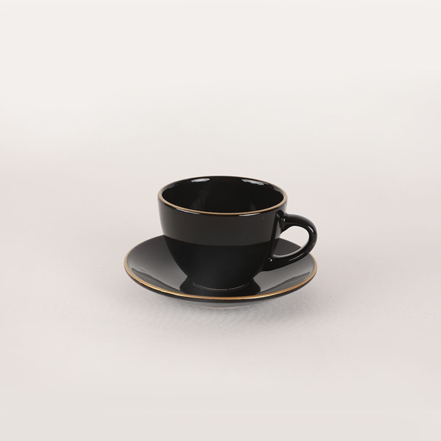 44-delt spisestel i sort og guld, stentøj