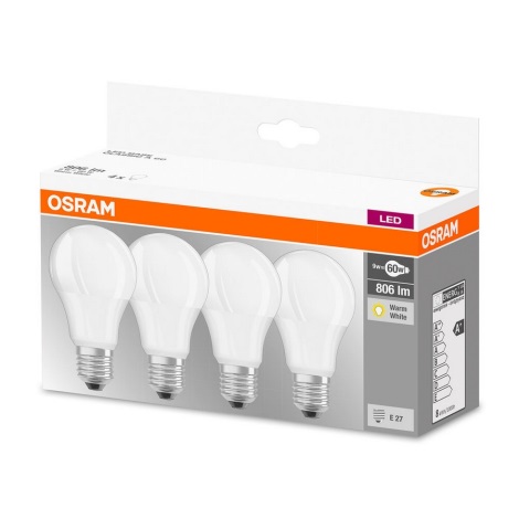 4x LED-pære A60 E27/9W/230V 2700K - Osram
